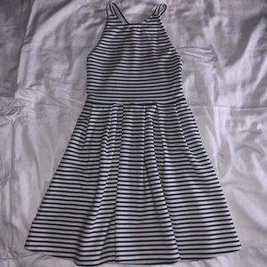 SO Black & White Striped Dress